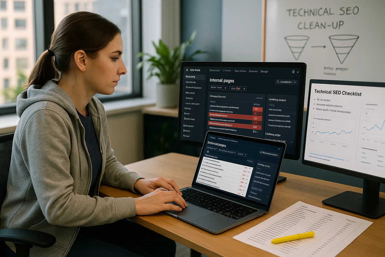 SEO specialist using Ahrefs to find 404 broken links on a website.